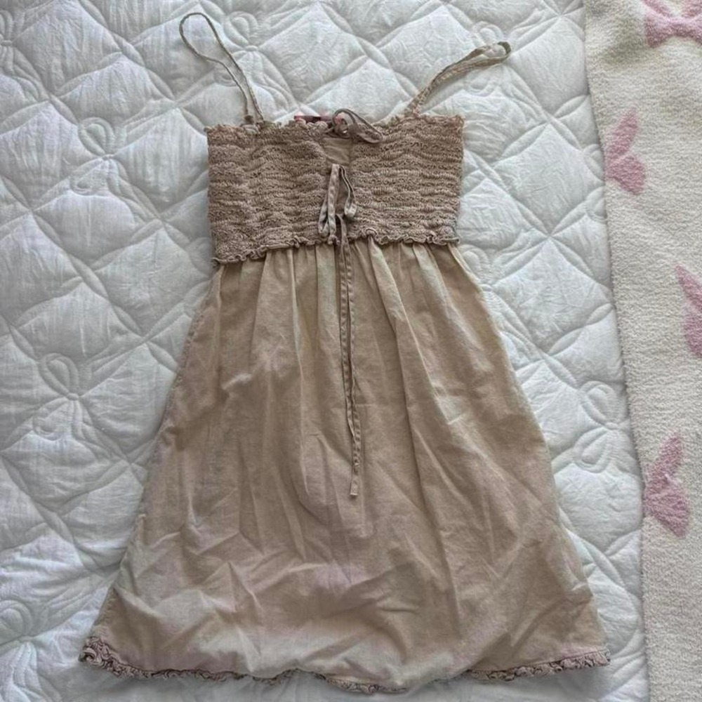 cream Y2K ruffle juicy couture mini dress